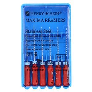 Maxima Hand Reamer 21 mm Size 25 Stainless Steel Red 6/Bx