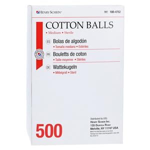Cotton Ball Sterile Medium 500/Bx, 8 BX/CA