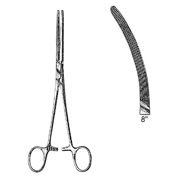 Rochester-Carmalt Hemostatic Forcep Curved 8" Stainless Steel Autoclavable Ea