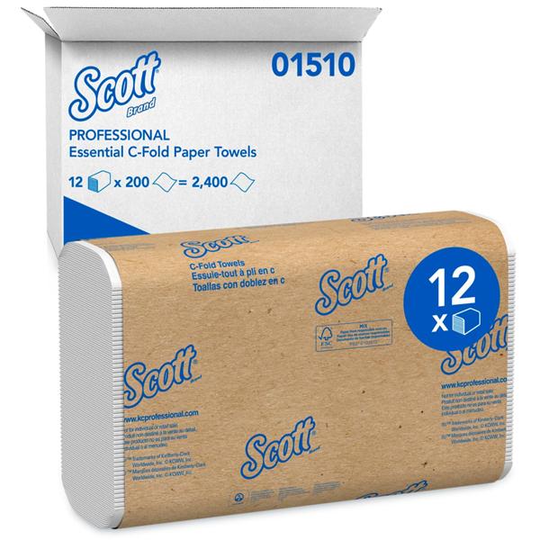 Scott Paper Towel C-Fold Disposable 40% Recycled Fiber White 2400/Ca