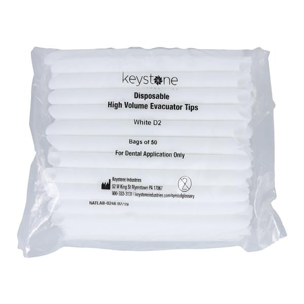 Slotted Evacuator Tip Vented White Plastic 50/Bg, 20 BG/CA
