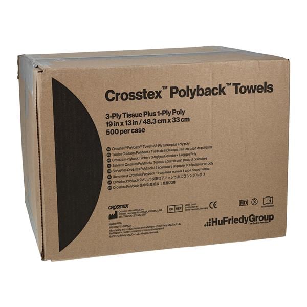 Polyback Patient Towel 3 Ply Tiss/Poly 13 in x 19 in SlvrGry Disposable 500/Ca