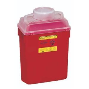 Sharps Container 6gal Red/Clear 8-8/10x12-8/10x17-1/2" Hinge Lid Plastic Ea, 12 EA/CA