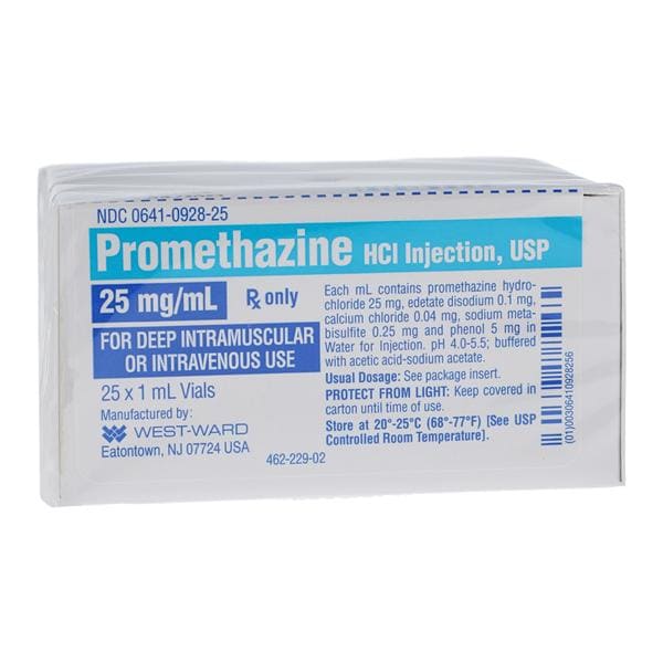 Promethazine HCl Injection 25mg/mL SDV 1mL 25/Package