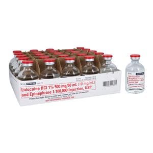 Lidocaine HCl Epinephrine Injection 1% 1:100,000 MDV 50mL 25/Pack...