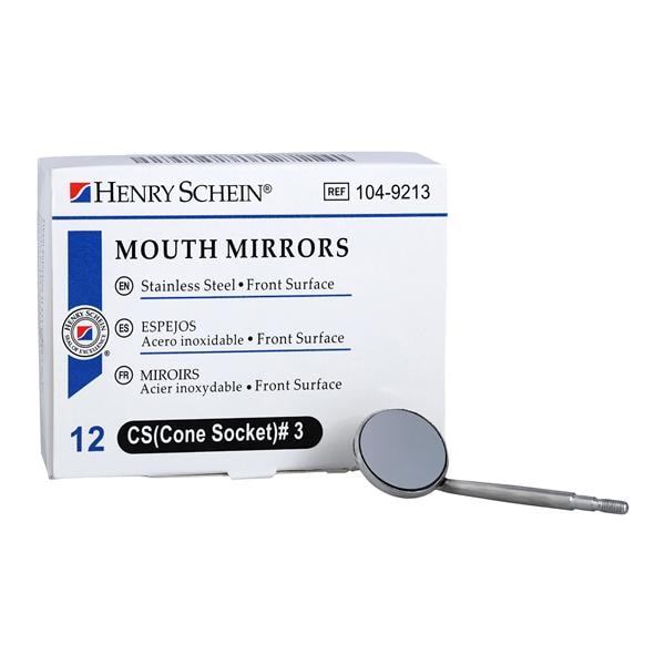 Mirror Head Stainless Steel Size 3 Cone Socket Front Surface 12/Bx