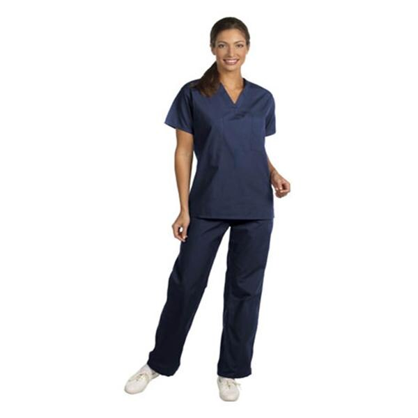 Scrub Shirt 1 Pocket Set-In Short Sleeves Medium Navy Unisex Ea
