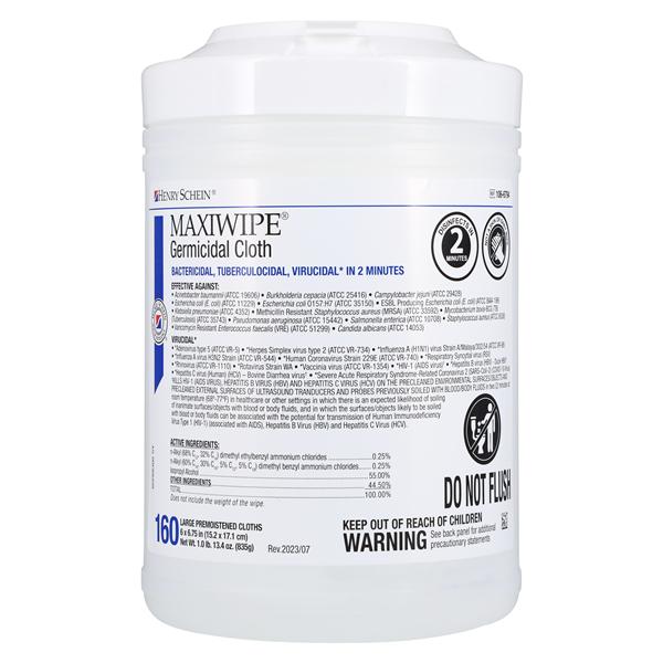 HSI Maxiwipe Cloth Disinfectant Large Canister 160/Cn, 12 CN/CA