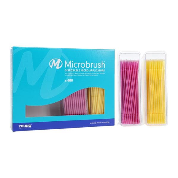 Microbrush Plus Bendable Micro Applicator Fine Yellow / Pink 400/Pk