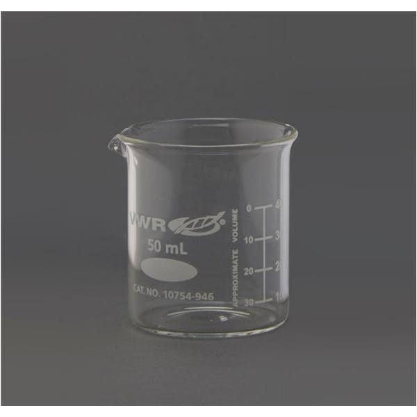 Graduated Beaker Glass Clear 50mL Ea