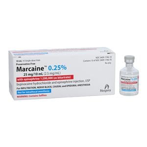 Marcaine w/Epinephrine Injection 0.25% 1:200,000 PF SDV 10mL 10/Package