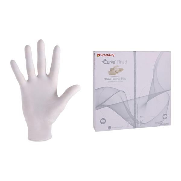 Curve Nitrile Exam Gloves Standard White Non-Sterile, 10 BX/CA