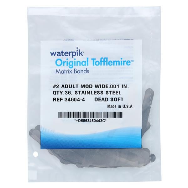 Waterpik Original Tofflemire Dead Soft Matrix Band .001" Sz Adlt MOD Wd 2 36/Pk