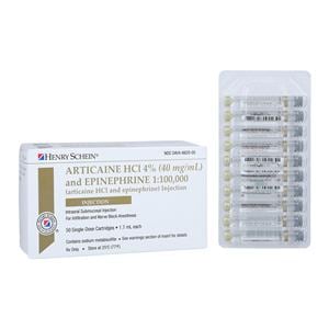 Articaine HCl 4% Epinephrine 1:100,000 1.7 mL 50/Bx, 20 BX/CA