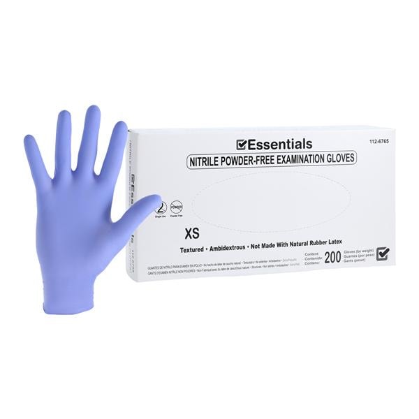 Essentials 200 Nitrile Exam Gloves X-Small Periwinkle Non-Sterile 200/Bx, 10 BX/CA