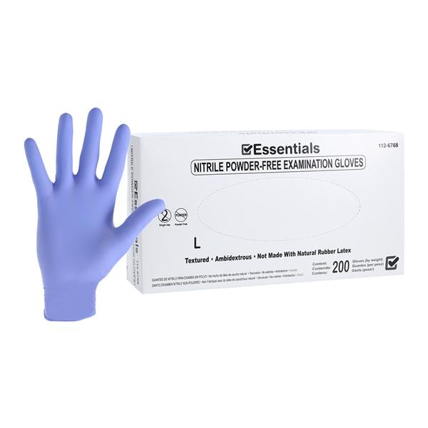 Essentials 200 Nitrile Exam Gloves Large Periwinkle Non-Sterile 200/Bx, 10 BX/CA
