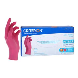 Criterion Aloe + Vitamin E Nitrile Exam Gloves Small Magenta Pink NS 200/Bx, 10 BX/CA