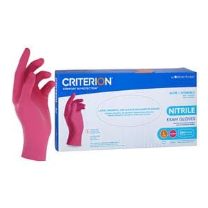 Criterion Aloe + Vitamin E Nitrile Exam Gloves Large Magenta Pink NS 200/Bx, 10 BX/CA