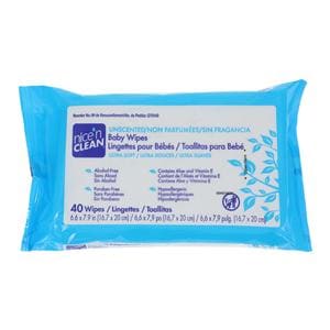 Nice N Clean Baby Wipes White Unscented 7.9x6.6" 40/Bx