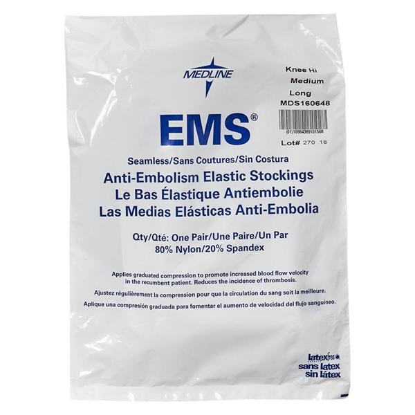 EMS Anti-Embolism Stocking Knee High Medium/Long White
