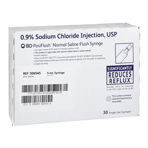 Normal Saline 0.9% IV Flush Solution - Prefilled Syringe 5mL 30/Package