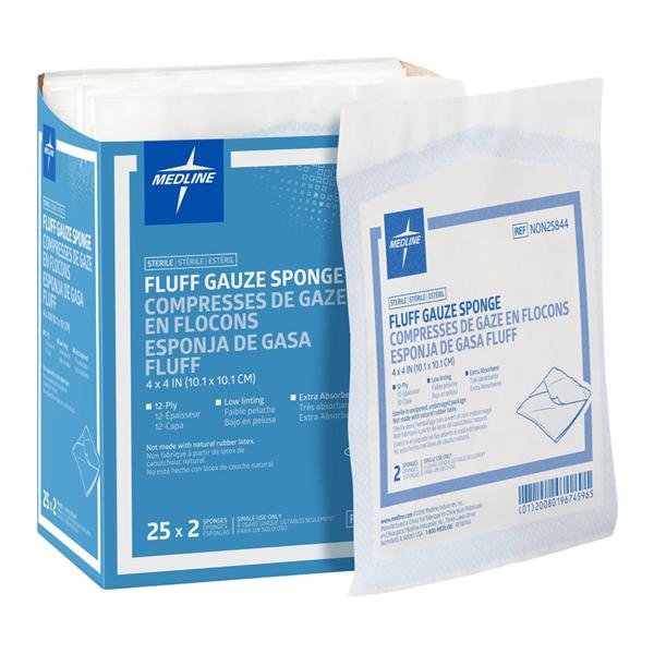 Bulkee II Super Fluff Gauze Sponge 4x4" 12 Ply Sterile Cotton LF