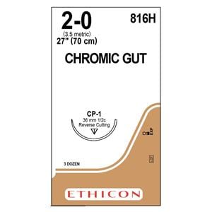 Gut Chromic Suture 2-0 27" Chromic Gut Mnflmnt CP-1 Undyd - Naturally Brn 36/Bx