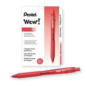 WOW! Ballpoint Pens Medium Point 1.0 mm Red 12/Pack 12/Pk
