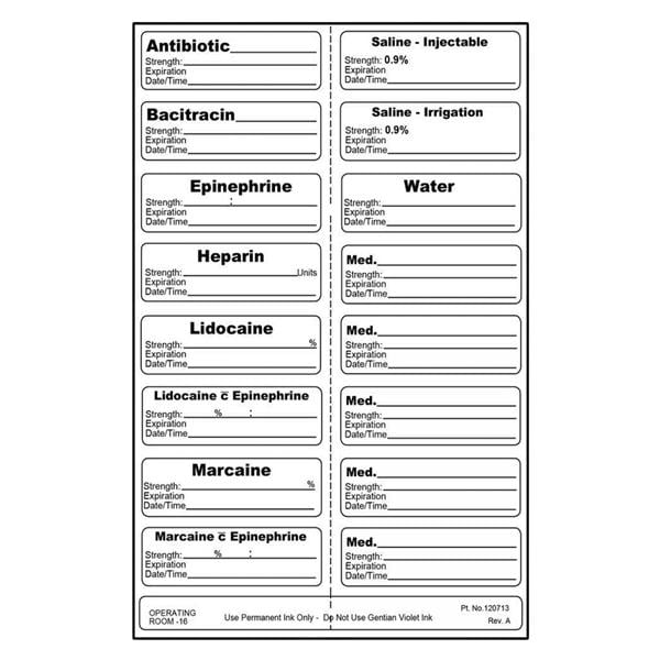 Medication Label Epinephrine mcg/ml White/Black 1/2x500" Sterile 200/Ca