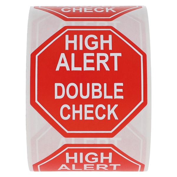 High Alert Double Check Label
