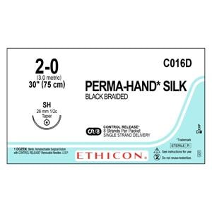 Perma-Hand Suture 2-0 30" Silk Braid SH Black 12/Bx