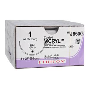 Coated Vicryl Suture 1 27" Polyglactin 910 Braid TP-1 Violet 12/Bx