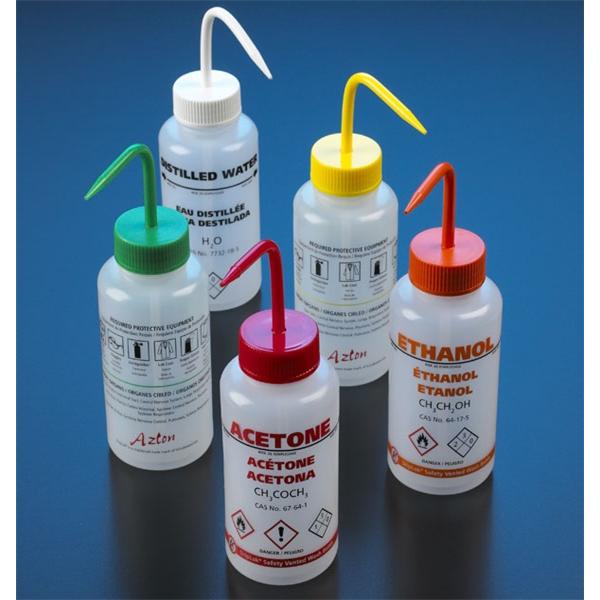 Methanol Wash Bottle LDPE Green 500mL 5/Pk