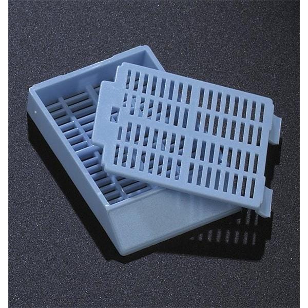 Tissue Embedding Cassette Blue Attached Lid Rectangular 1000/Ca