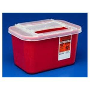 Sharps-A-Gator Sharps Container 1gal Red 7x10.5x6.25" Ld Hrzntl Drp Plstc Ea, 32 EA/CA