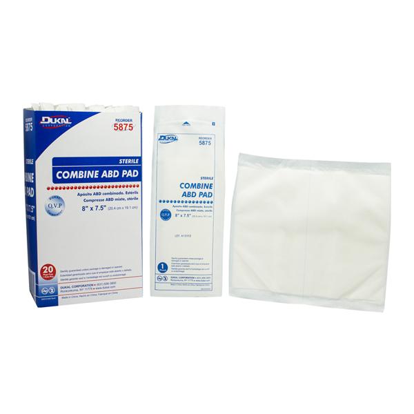 Cellulose ABD Combine Pad 8x7-1/2" Sterile Not Made With Natural Rubber Latex