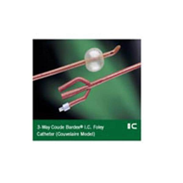 Bardex 3-Way Foley Catheter Curved Coude Tip Red Rubber 24Fr 30cc