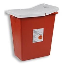 Sharps Container 8gal Red 11x15.5x17.75" Hinge Lid/Gasket Polypropylene 10/Ca