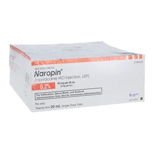 Naropin Injection 0.2% 2mg/mL Preservative Free SDV 20mL 25/Packa...