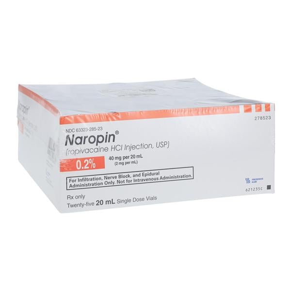 Naropin Injection 0.2% 2mg/mL Preservative Free SDV 20mL 25/Packa...