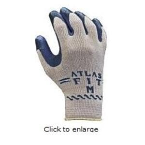 Atlas Fit 300B Knt Ctn/Ltx Plm Ctng General Purpose Gloves M Gr/Blk 12/Pk