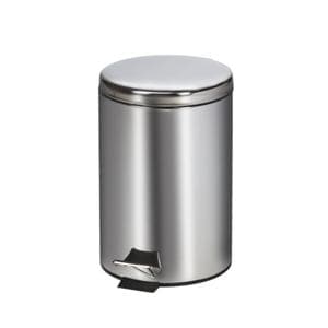 Cn Trsh SS/Enml Fnsh Sm StpOn Pdl Full-Width Hng Ld Slf-Cls W/ 2 Bhzrd Lbl Ea