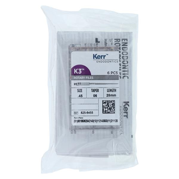 K3 Rotary File 25 mm Size 45 Nickel Titanium White 0.06 6/Pk