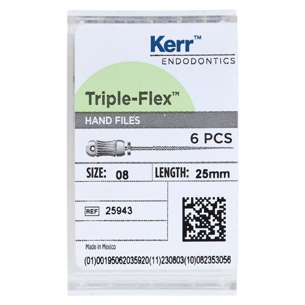 Triple-Flex Hand Flex File 25 mm Size 8 Stainless Steel Gray 0.02 6/Bx