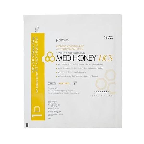 MediHoney HCS Polymer Pad Dressing 2-4/5x2-4/5" Super Absorbent