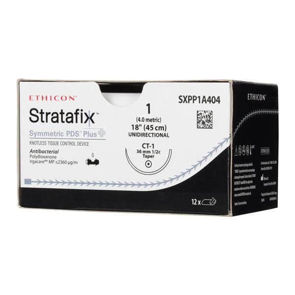 Stratafix Symmetric PDS Plus Suture 1-0 18" PDO/Triclsn Mnflmnt CT1 Vio 12/Bx