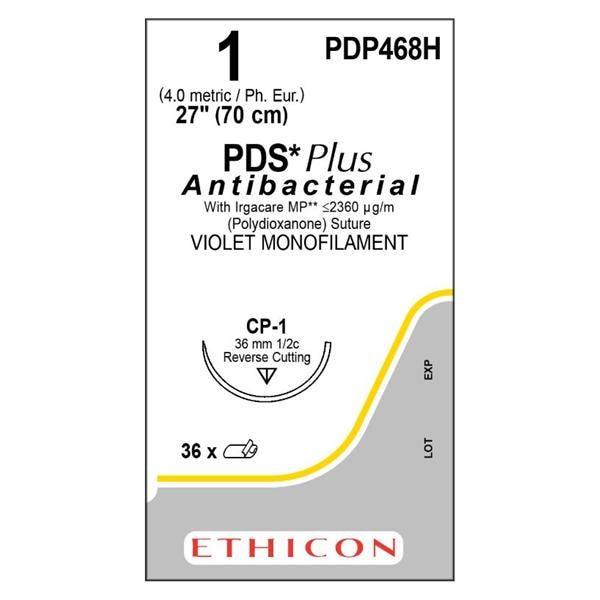 PDS Plus Suture 1 27" Triclosan, Polydioxanone Monofilament CP-1 Violet 36/Bx