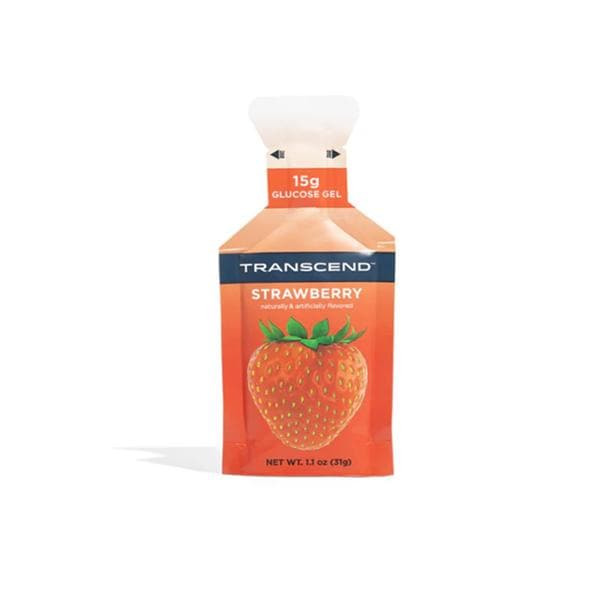 Transcend Glucose Gel 15gm Strawberry Squeeze Pouch 3/Pk, 12 PK/CA