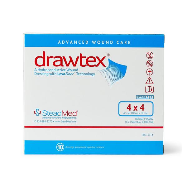 Drawtex LevaFiber Hydroconductive Dressing 4x4" Non-Adherent Absorbent LF, 10 EA/BX