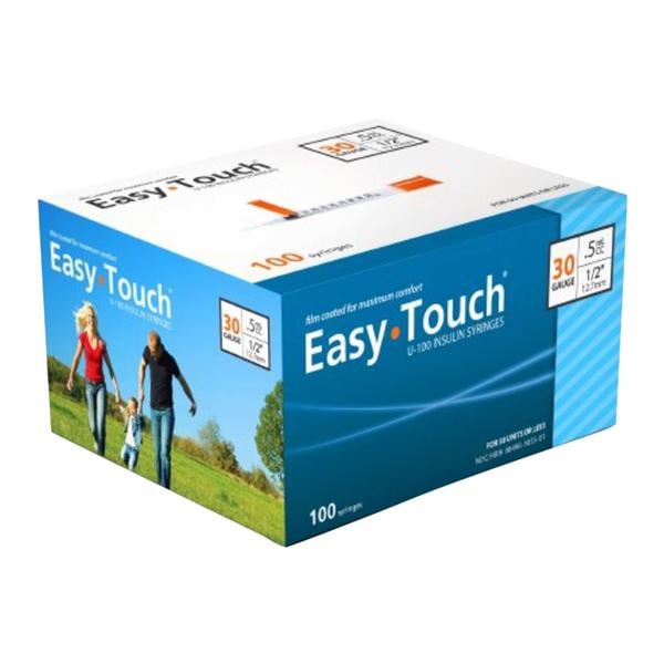 EasyTouch Insulin Syringe/Needle 30gx1/2" 0.5cc Conventional No Dead Spc 100/Bx, 5 BX/CA